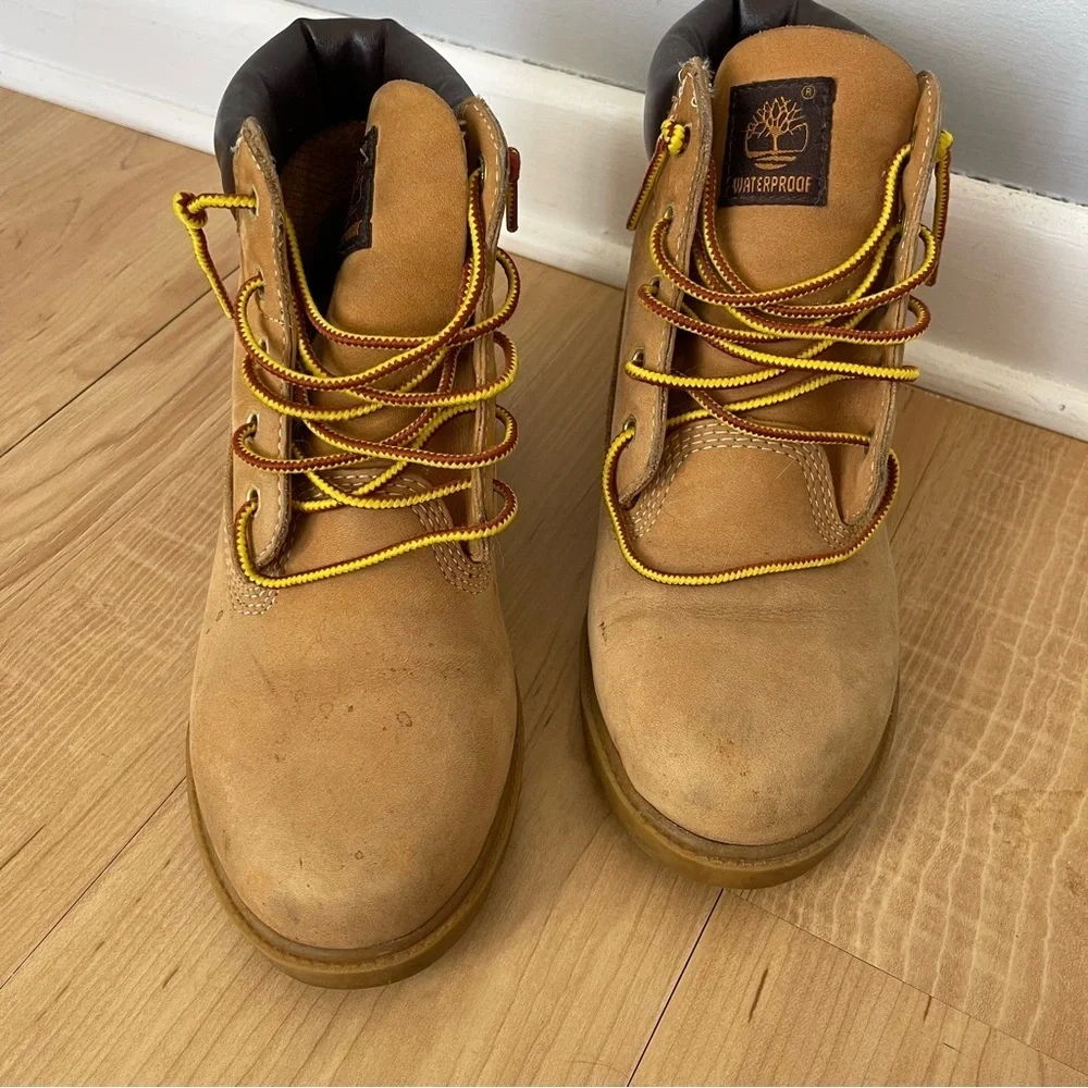 Timberland Kids Tan and Brown Boots Vintage 90’s Leather - Picture 2 of 10